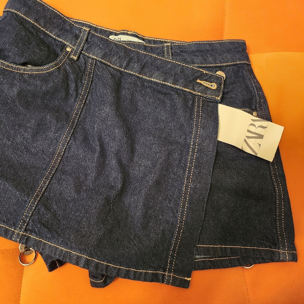 ZARA wrap denim skort